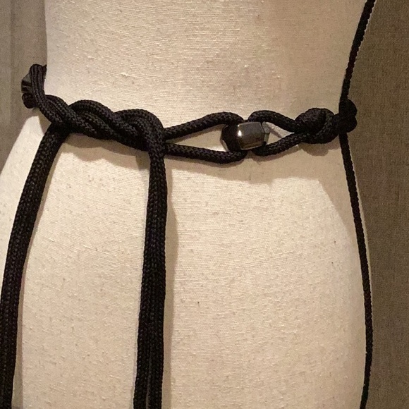 St. John Black Tassel Double Rope Belt with metal detail. main image 2